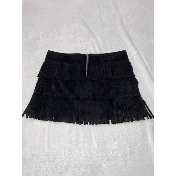 2b Bebe Suede Like Fringe Mini Skirt Size Small - Picture 3 of 10